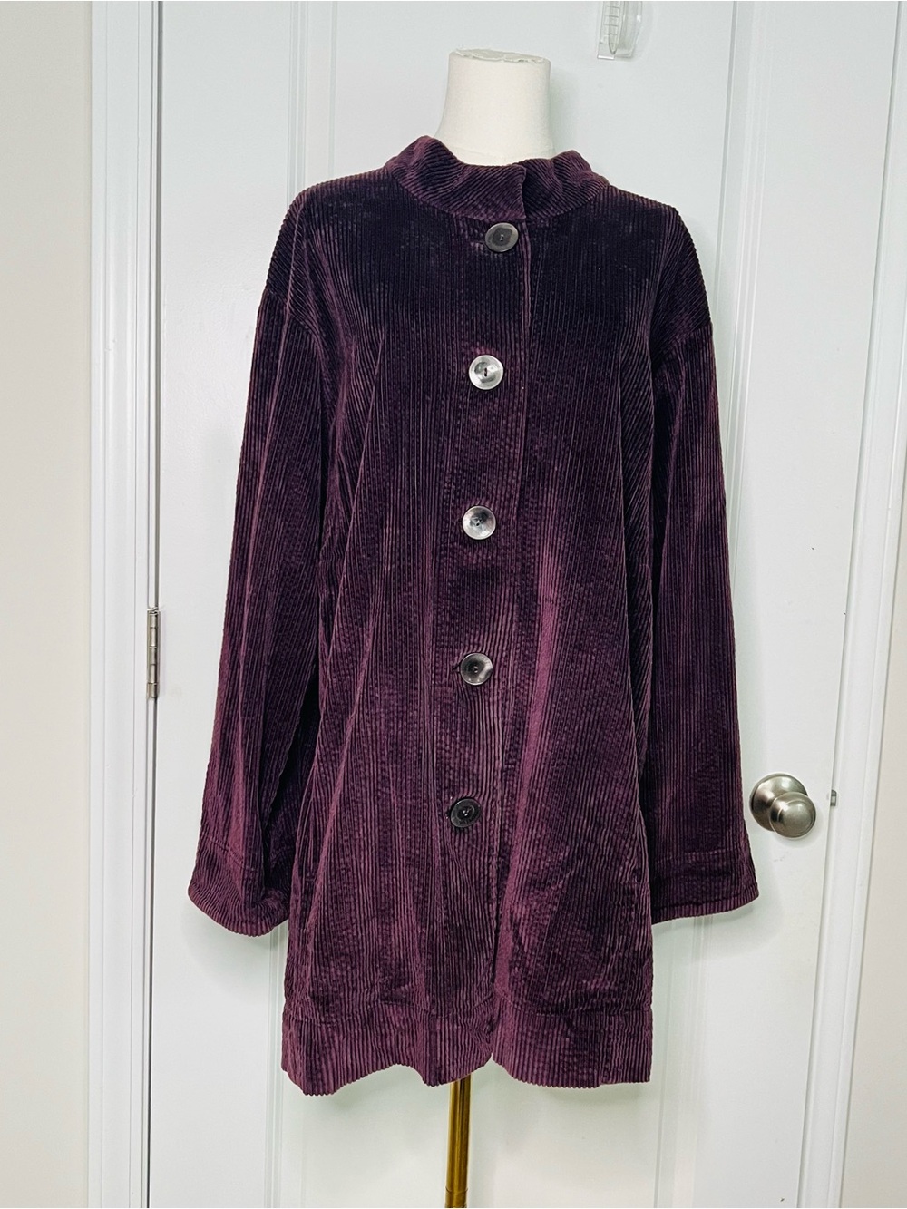 J.Jill Corduroy Whimsigoth Vamp Velvet Button Front Jacket Burgundy Women Sz XL
